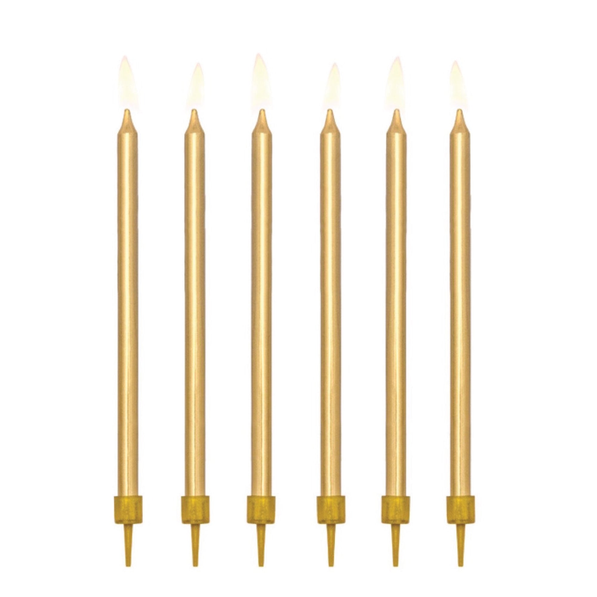 Tall Gold Birthday Candles 12ct The Party Darling