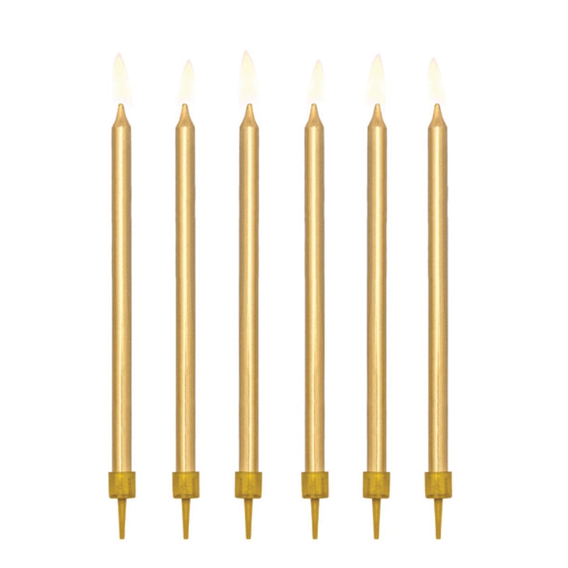 Tall Gold Birthday Candles 12ct The Party Darling