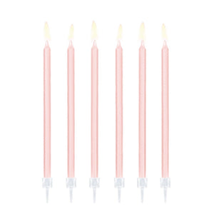 Tall Light Pink Birthday Candles 12ct | The Party Darling
