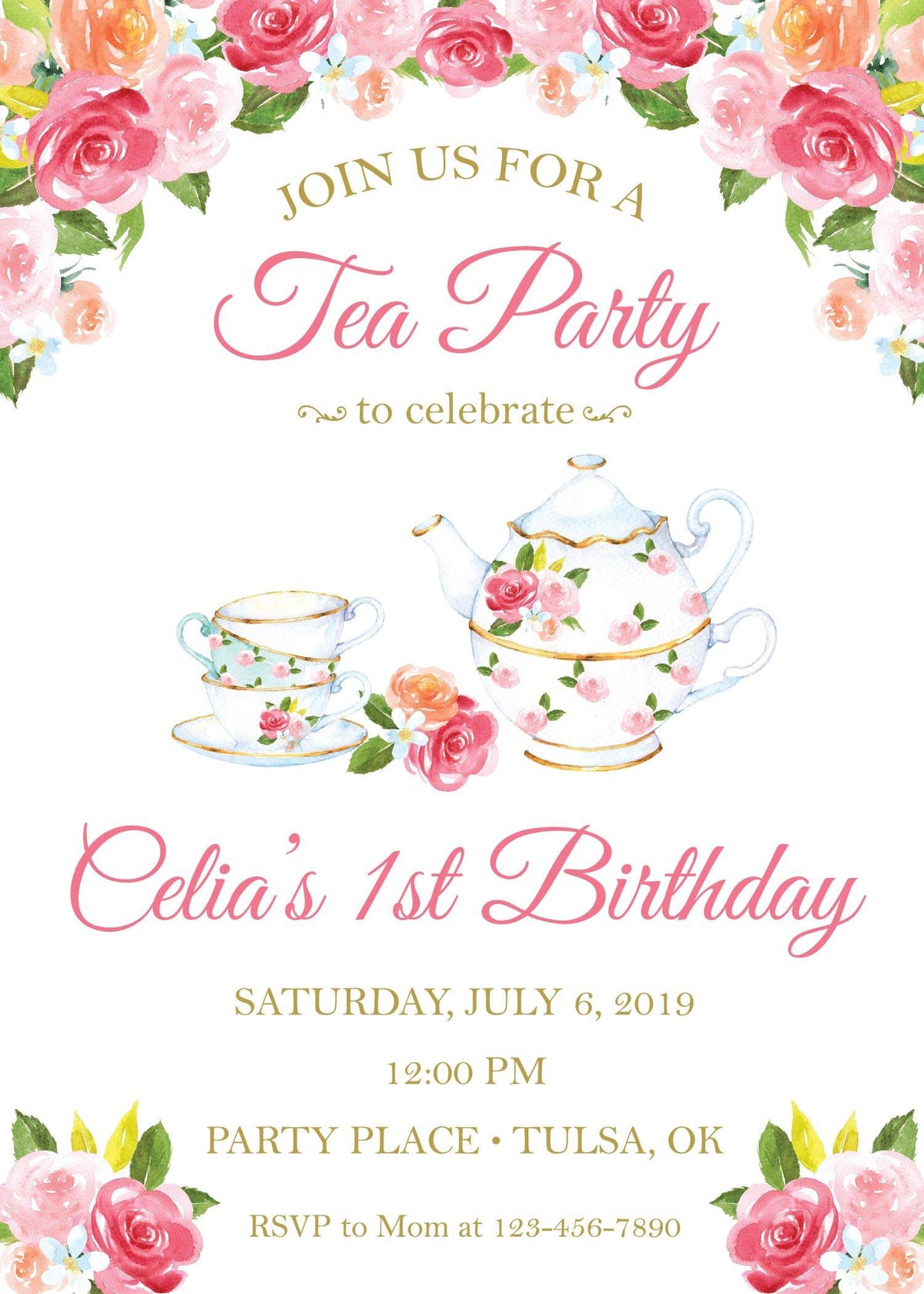 Personalized Tea Party Birthday Invitation | The Party Darling