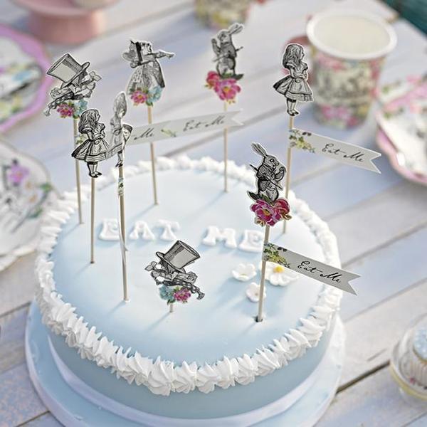 Alice in Wonderland Party Picks 12ct - The Party Darling