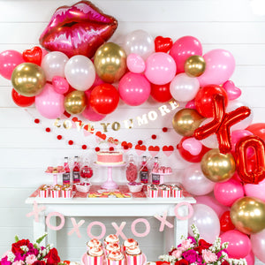 Pink & Red Valentine's Day Lip Balloon Garland Kit 9ft - The Party Darling