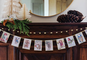 Botanical Vintage Christmas Banner on Mantel 5ft | The Party Darling