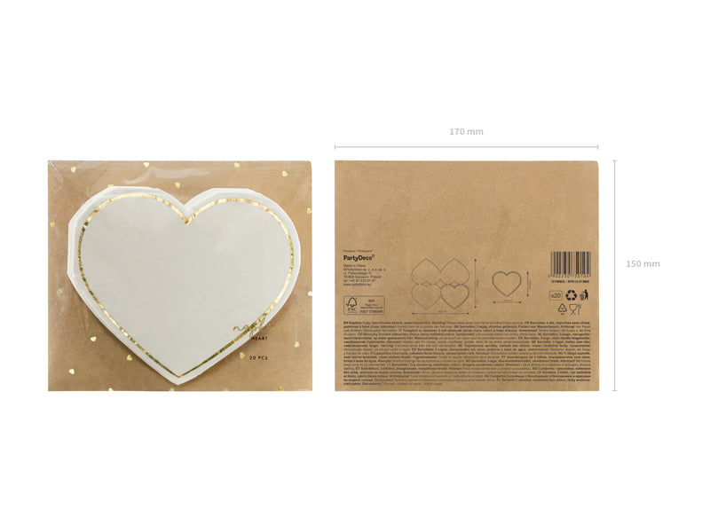 White Heart Shaped Beverage Napkins 20ct | The Party Darling