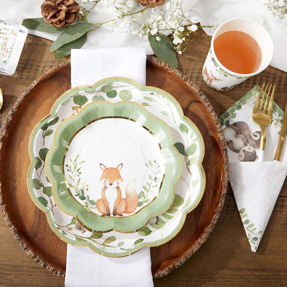 Kate Aspen Woodland Baby 7 in. Premium Paper Plates Set of 16