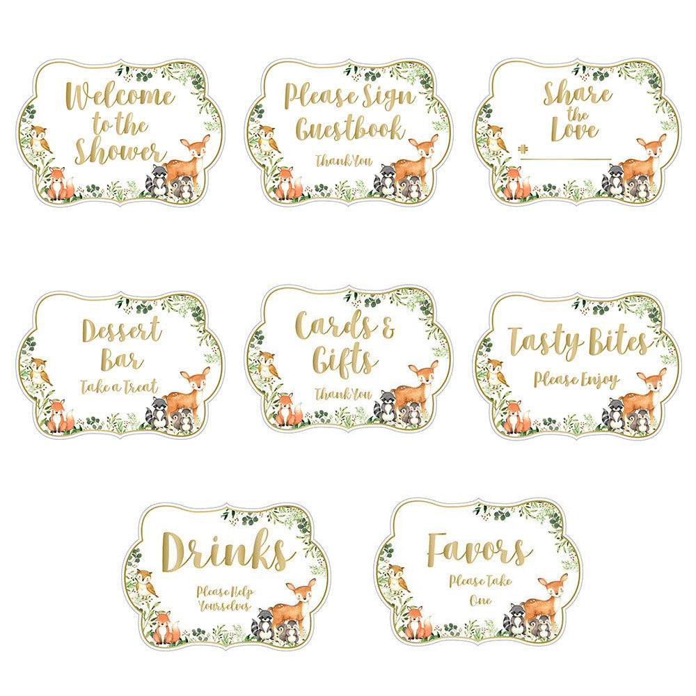 Woodland Baby Shower Sign Kit 8ct | The Party Darling for Free Printable Dessert Table Signs