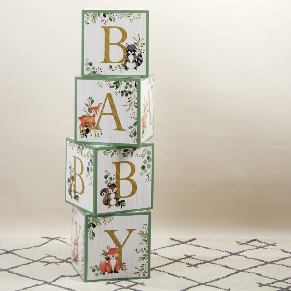 Woodland Baby Shower Block Decorations 4ct | The Party Darling